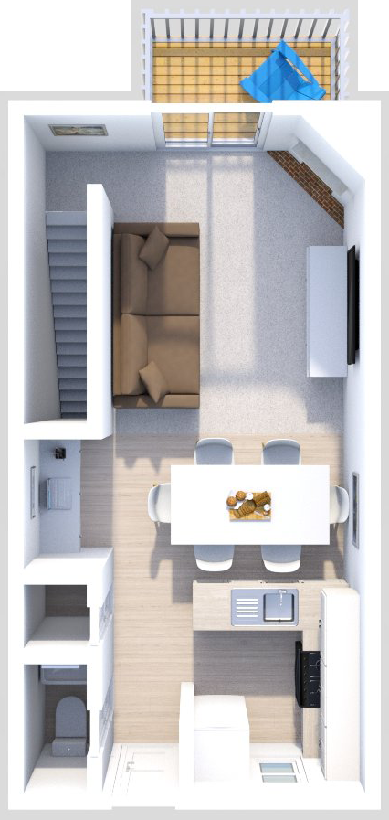 california floor plan 1 bed 1.5 bath